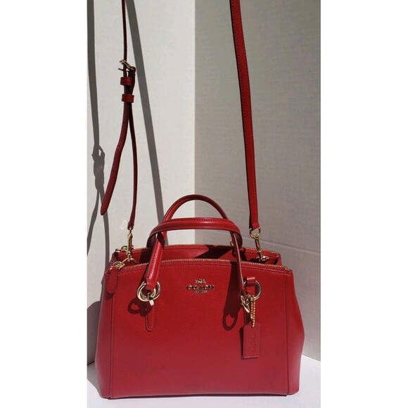 Coach Mini Christie Carryall Red Pebbled Purse Crossbody HandBag Satchel EUC - Picture 10 of 16